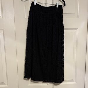 Ultra Pink Black Lace Midi Skirt – Size Small